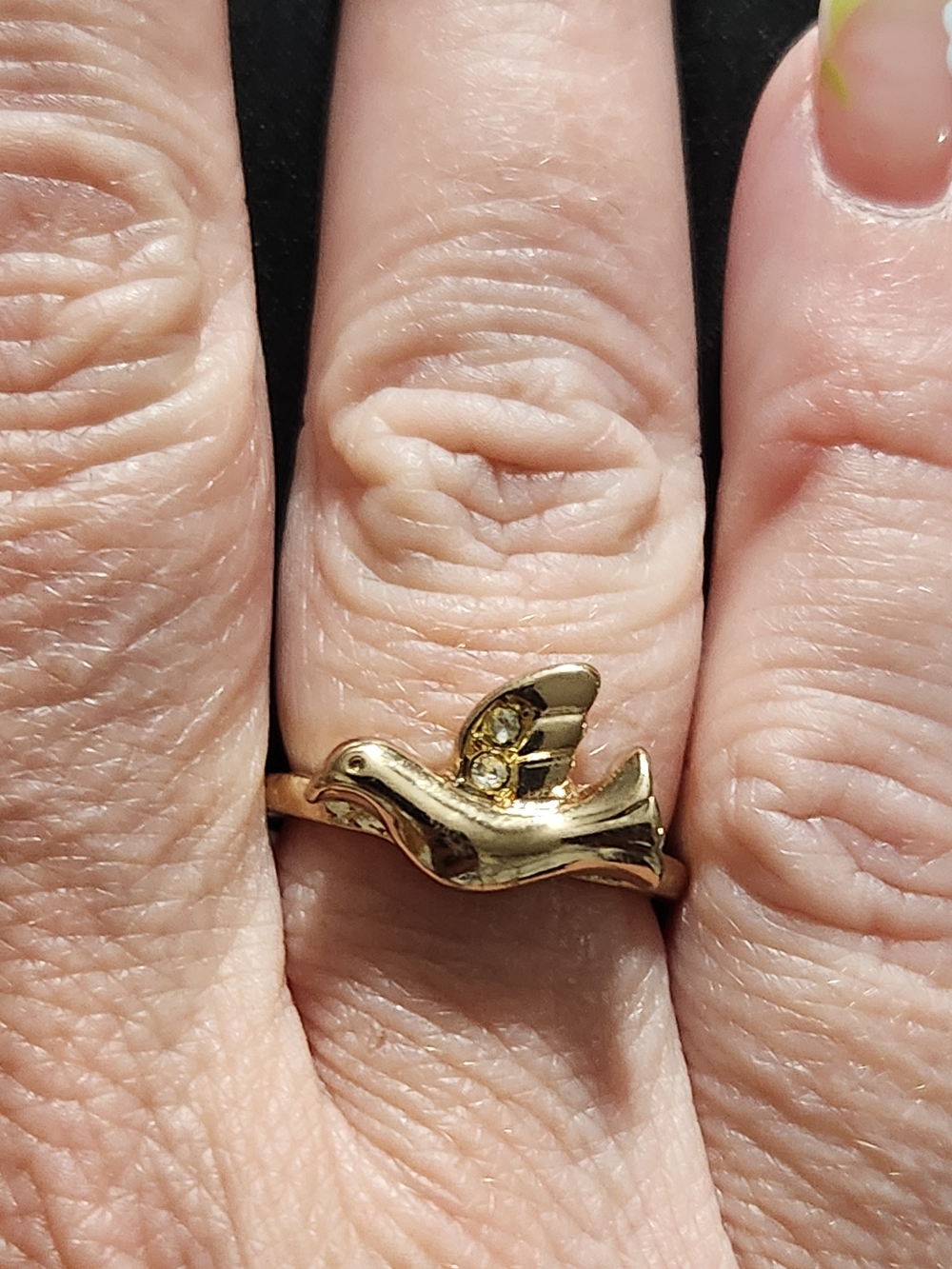Gold Tone Dove Ring - Elegant Women's Jewelry